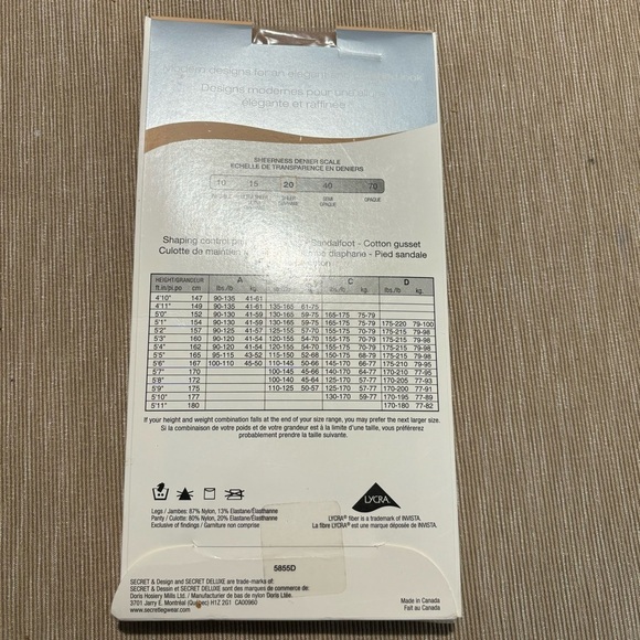 SECRET Sz D Shaping  Panty Light Nude #5855 NEW IN BOX Pantyhose - Picture 5 of 5